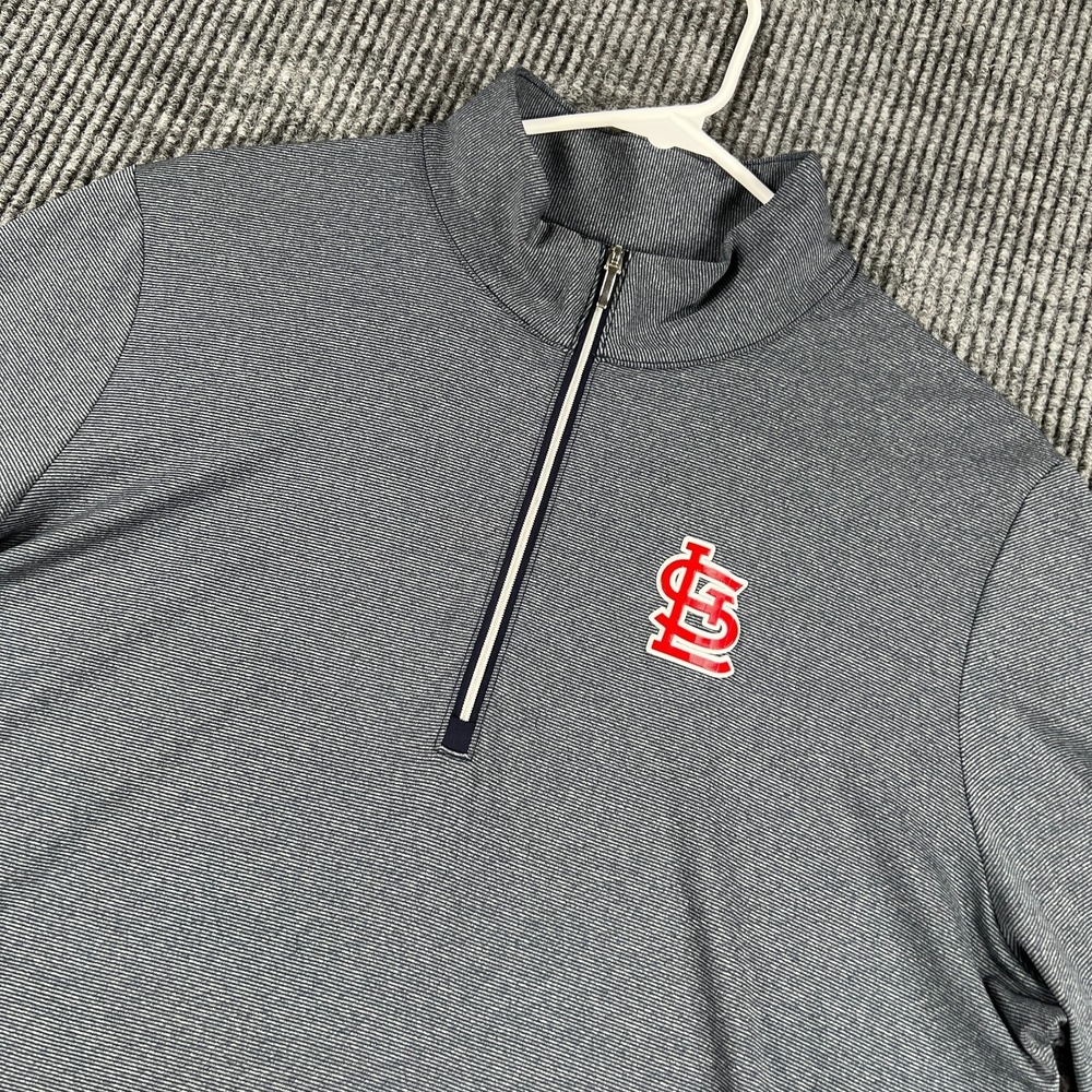 St. Louis Cardinals Pullover Shirt Womens XL Extra Large Gray Long Sleeve 1/4